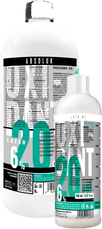 Absoluk Creme Oxidante, embalagens de 1000 ml e 150 ml